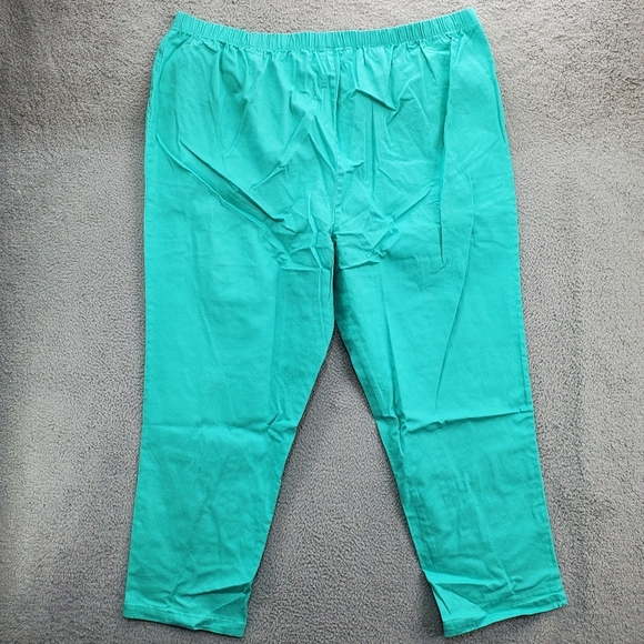 Woman Within Pants Elastic Waist Womens Plus Size Tall Pockets Teal Blue - Picture 6 of 11